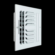8 x 8-inch White Steel curved blade supply register, angled view