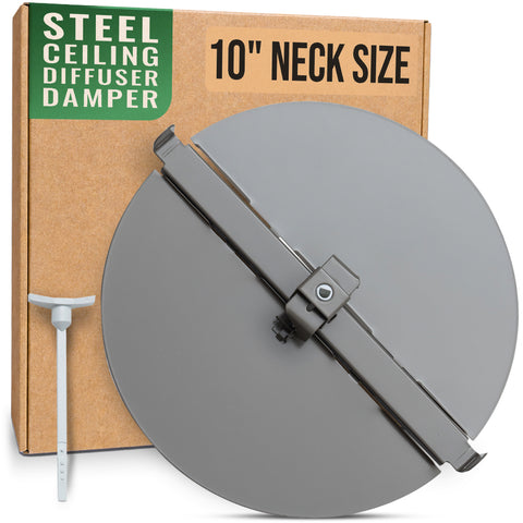 10" Neck Brown Steel butterfly damper, packaging