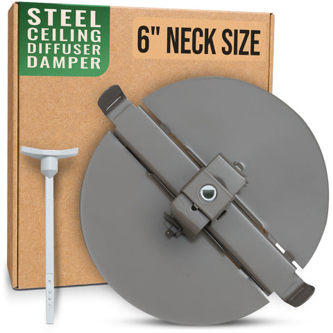 6" Neck Brown Steel butterfly damper, packaging