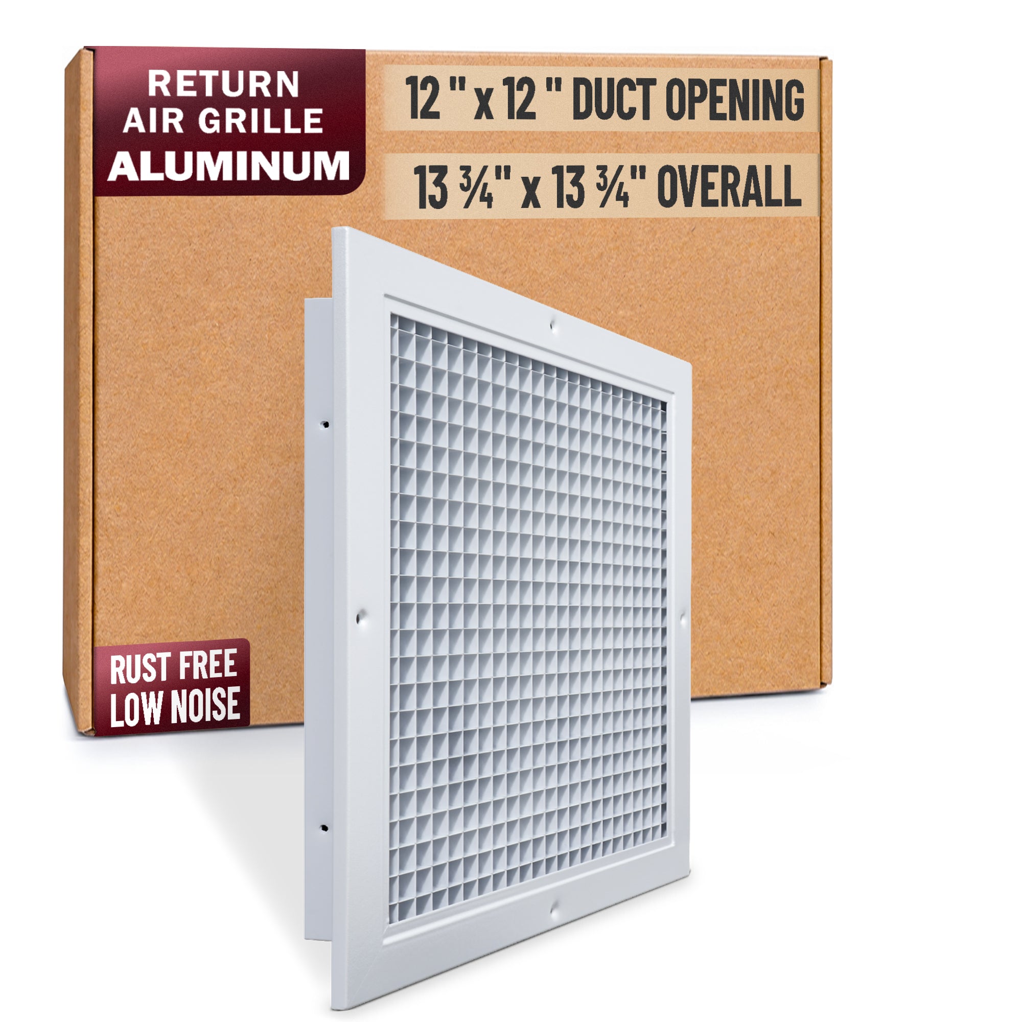 12 x 12-inch White Aluminum eggcrate return grille, packaging