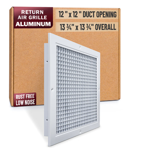 12 x 12-inch White Aluminum eggcrate return grille, packaging