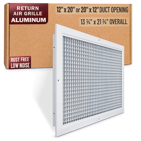 12 x 20-inch White Aluminum eggcrate return grille, packaging