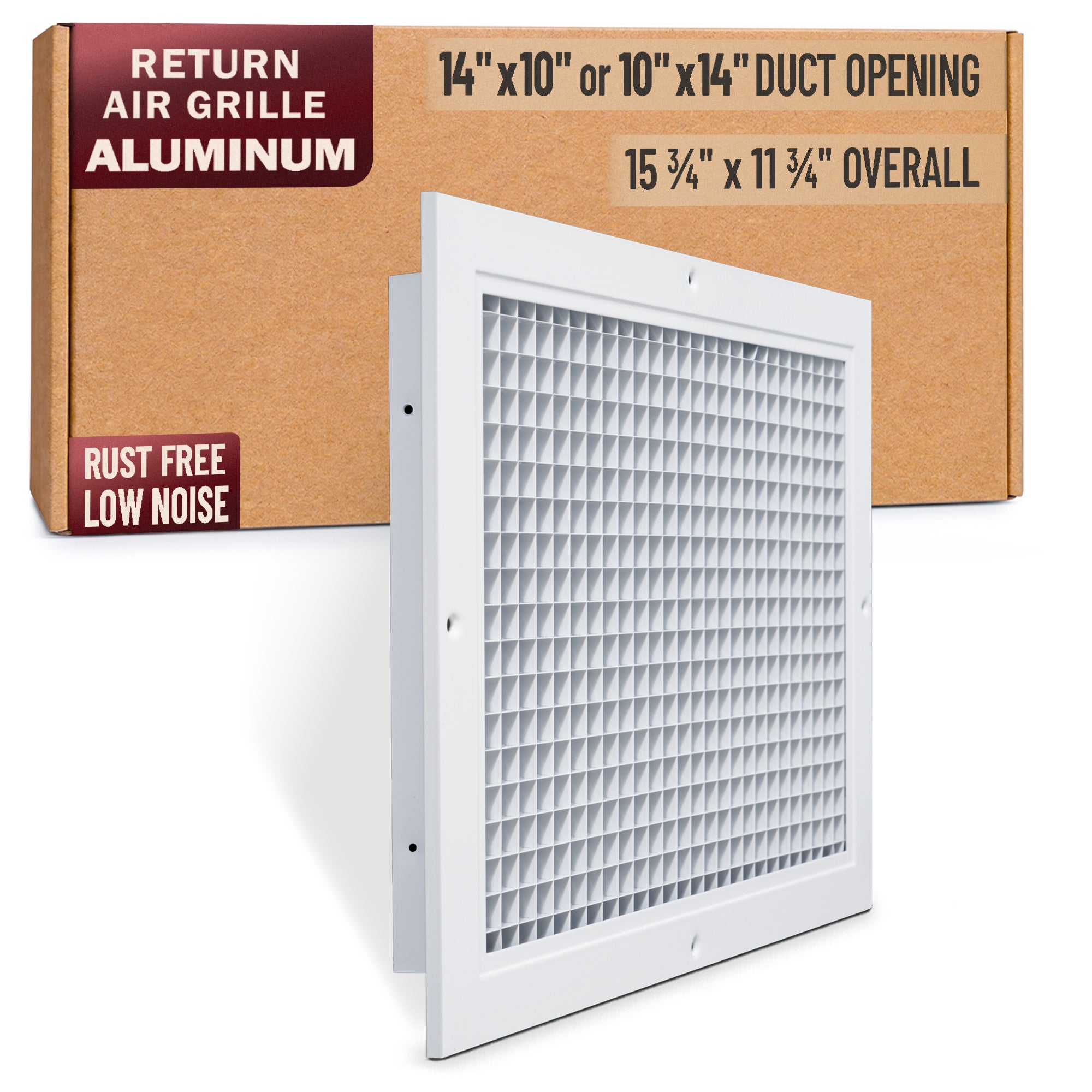 14 x 10-inch White Aluminum eggcrate return grille, packaging