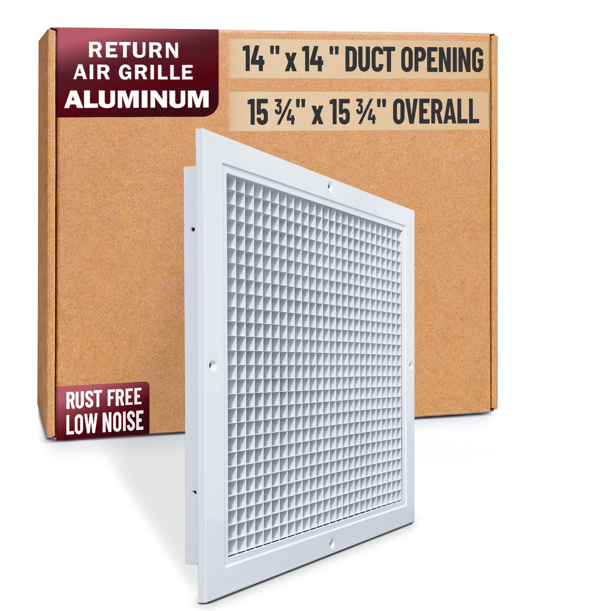 14 x 14-inch White Aluminum eggcrate return grille, packaging