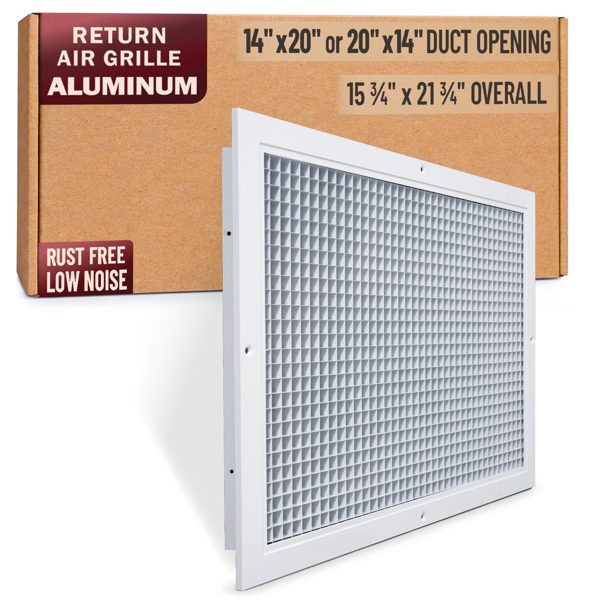 14 x 20-inch White Aluminum eggcrate return grille, packaging