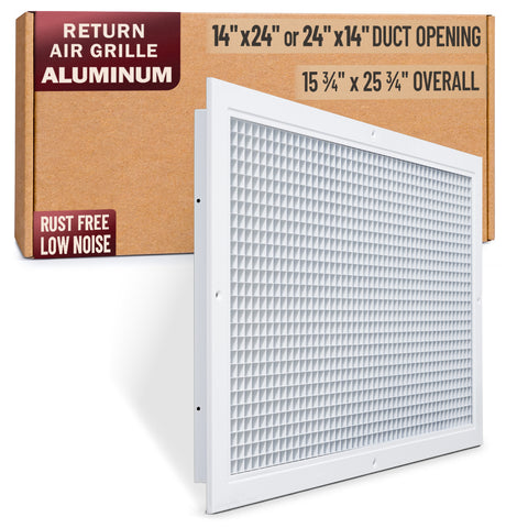 14 x 24-inch White Aluminum eggcrate return grille, packaging