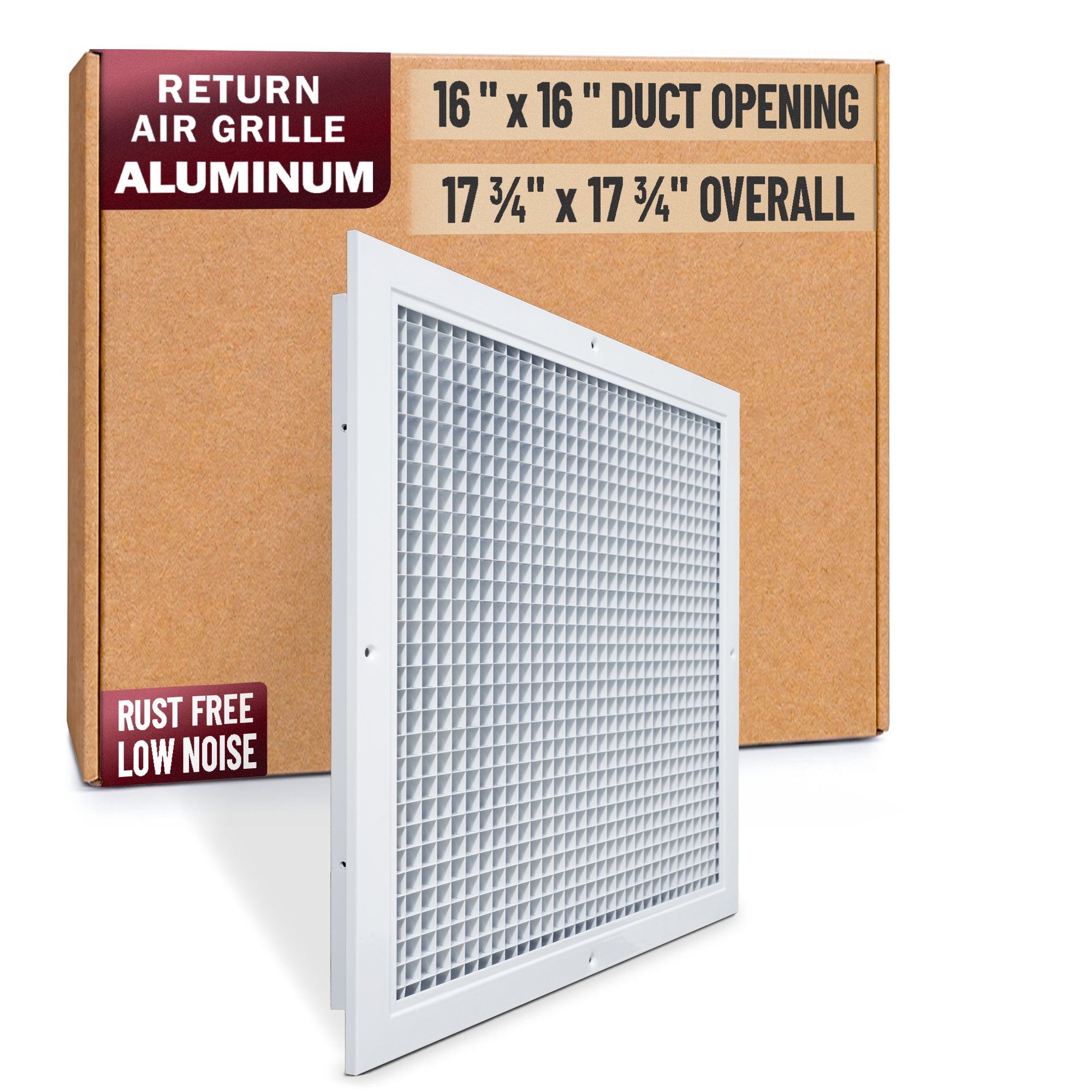 16 x 16-inch White Aluminum eggcrate return grille, packaging