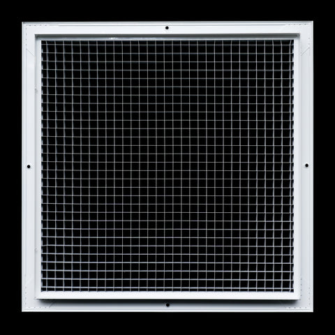 16 x 16-inch White Aluminum eggcrate return grille, rear view