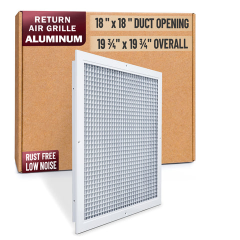 18 x 18-inch White Aluminum eggcrate return grille, packaging