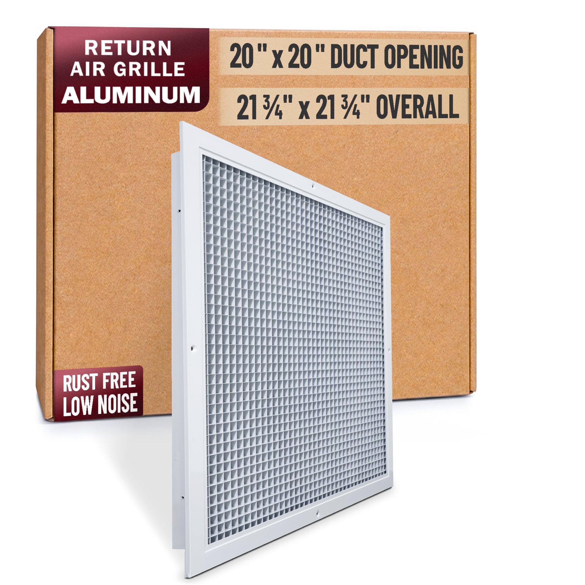 20 x 20-inch White Aluminum eggcrate return grille, packaging