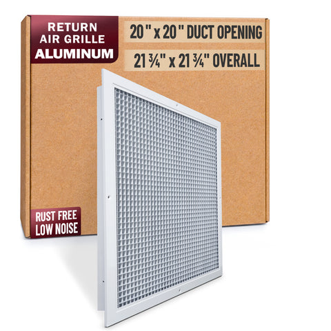 20 x 20-inch White Aluminum eggcrate return grille, packaging