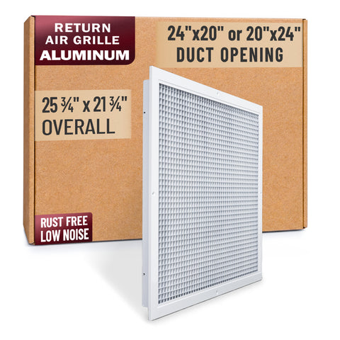 24 x 20-inch White Aluminum eggcrate return grille, packaging