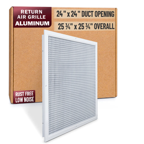 24 x 24-inch White Aluminum eggcrate return grille, packaging