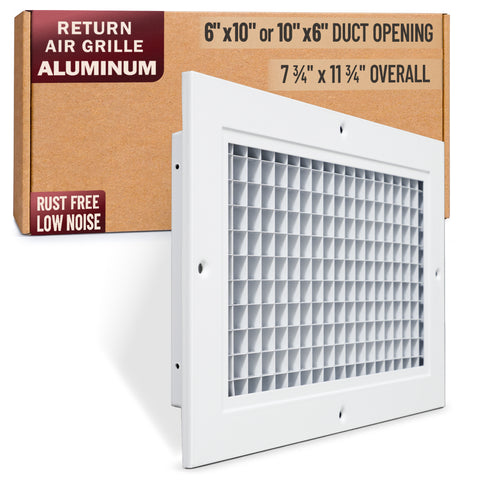 6 x 10-inch White Aluminum eggcrate return grille, packaging