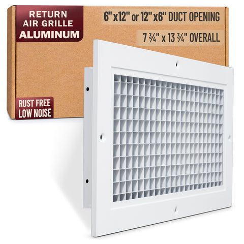 6 x 12-inch White Aluminum eggcrate return grille, packaging