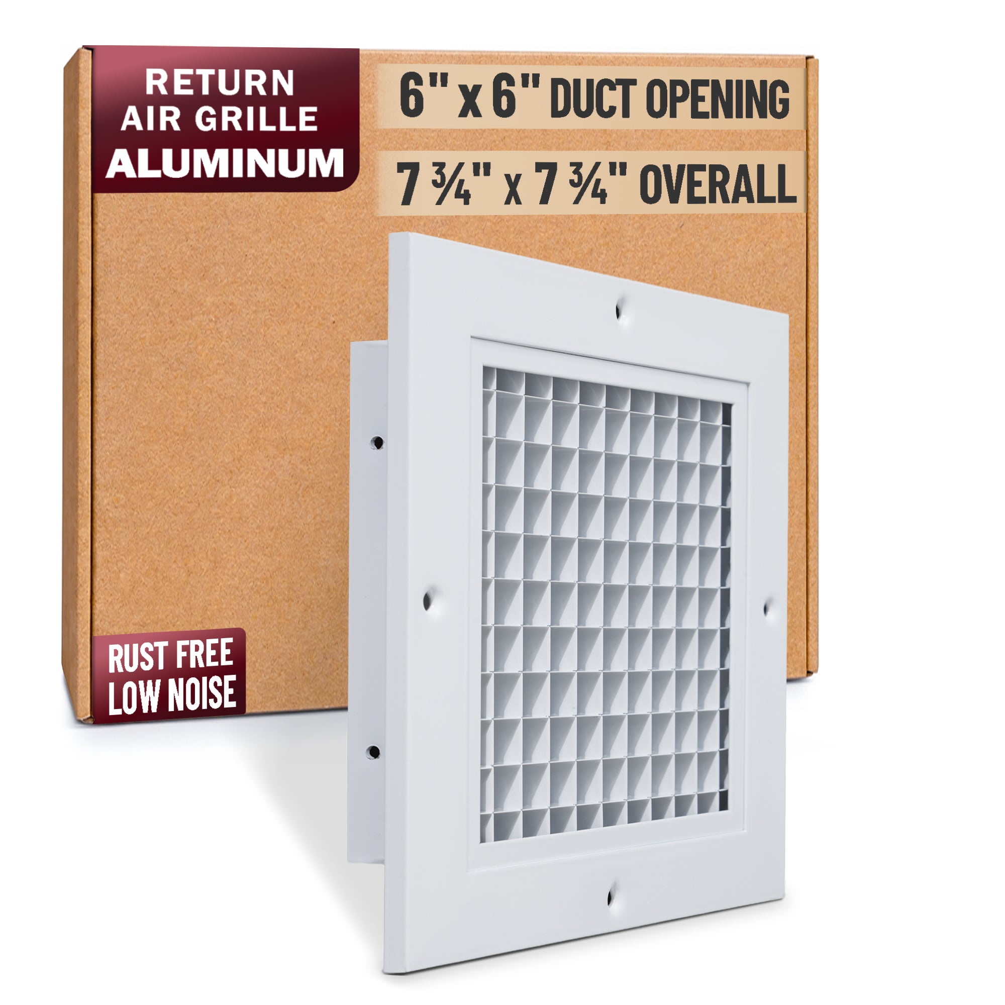 6 x 6-inch White Aluminum eggcrate return grille, packaging