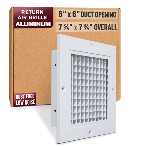 6 x 6-inch White Aluminum eggcrate return grille, packaging