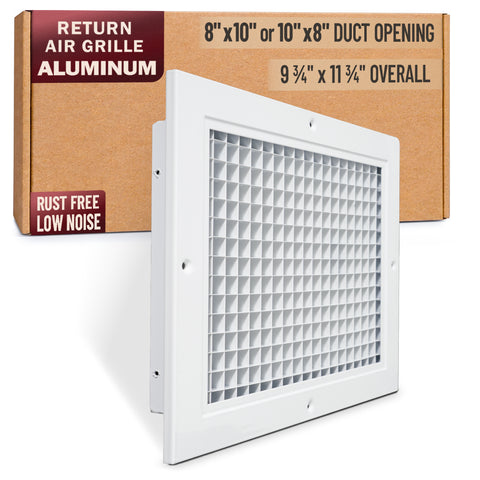 8 x 10-inch White Aluminum eggcrate return grille, packaging