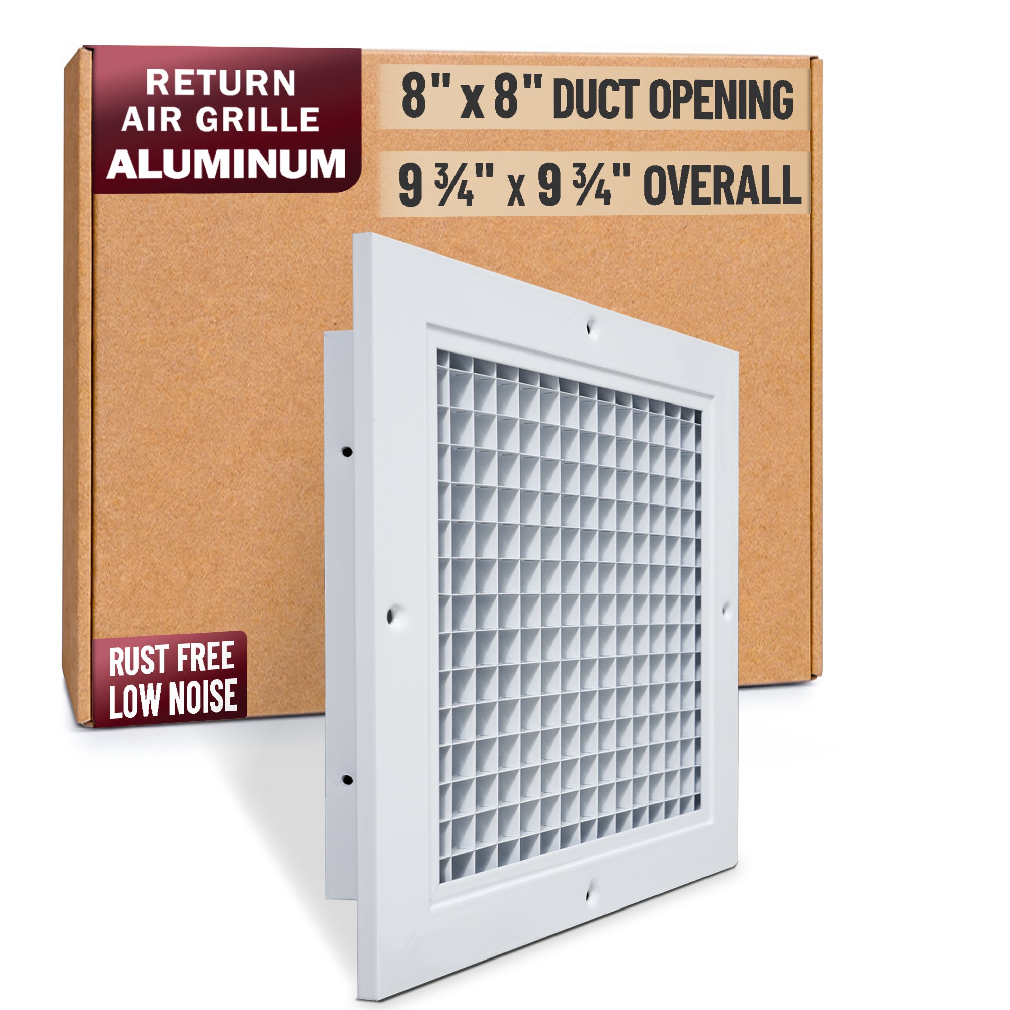 8 x 8-inch White Aluminum eggcrate return grille, packaging