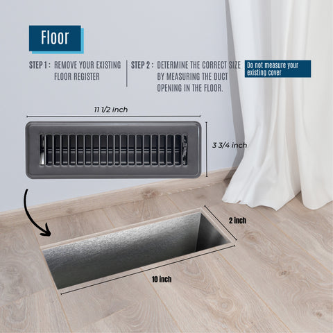 Handua HVAC Black Floor Register with Louvered Design | Heavy Duty Walkable Design with Damper| Multipack