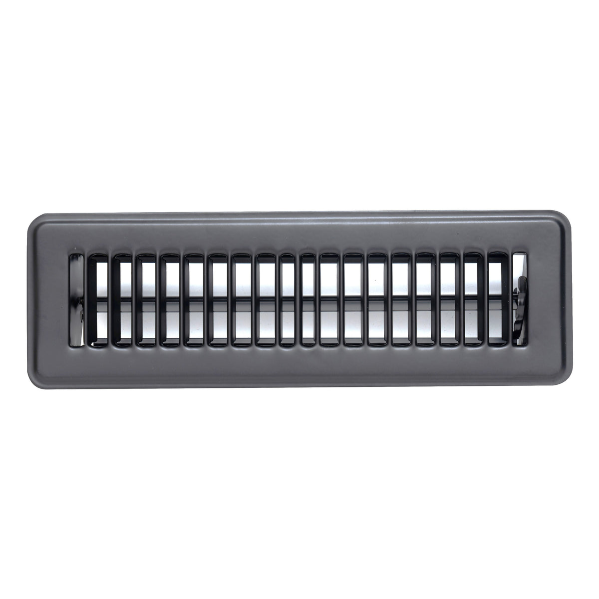 2"x10" Heavy Duty Steel Floor Register, Louvered Air Vent with Adjustable Damper | Black | Out. Dim.: 11-3/4"W X 3-3/4"H
