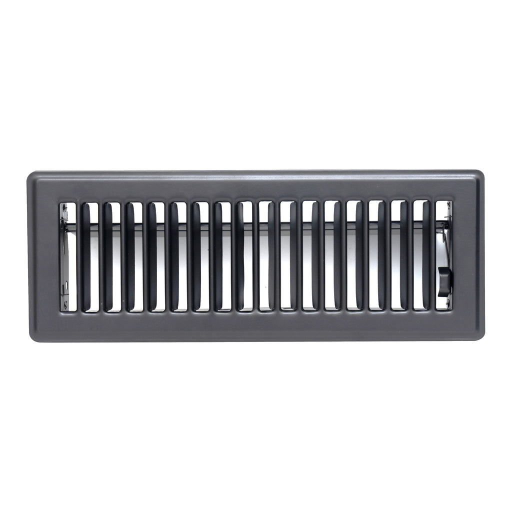3"x10" Heavy Duty Steel Floor Register, Louvered Air Vent with Adjustable Damper | Black | Out. Dim.: 4-3/4"W X 11-3/4"H