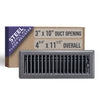 Handua HVAC Black Floor Register with Louvered Design | Heavy Duty Walkable Design with Damper| Multipack