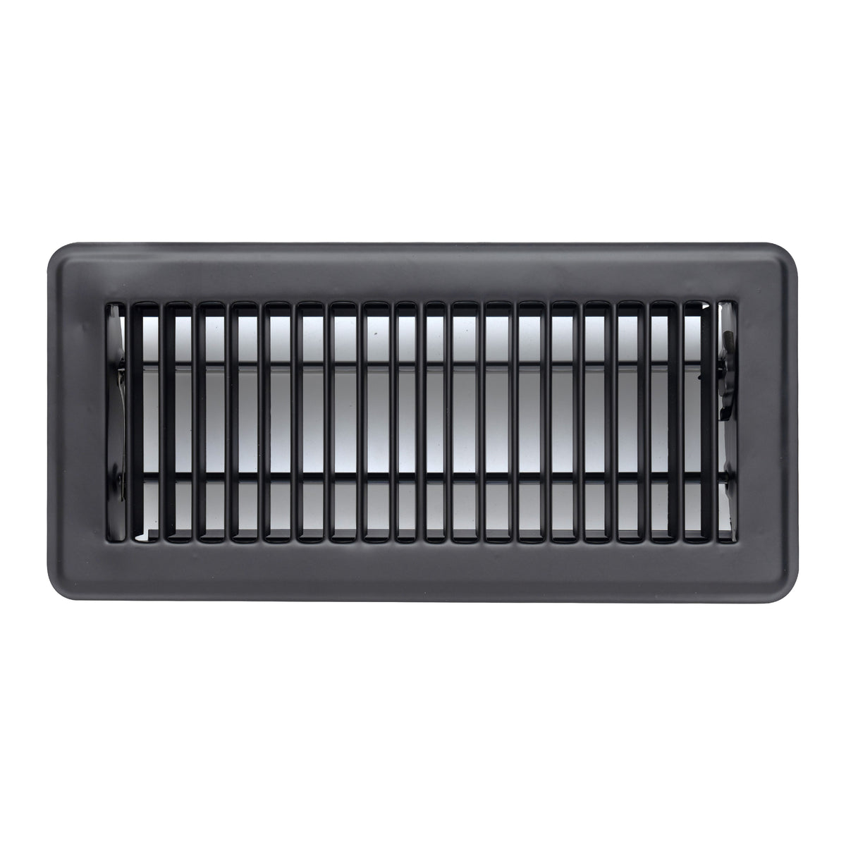 4"x10" Heavy Duty Steel Floor Register, Louvered Air Vent with Adjustable Damper | Black | Out. Dim.: 5-3/4"W X 11-3/4"H