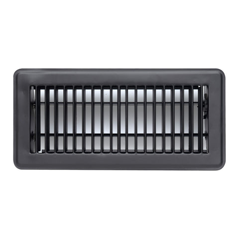 4"x10" Heavy Duty Steel Floor Register, Louvered Air Vent with Adjustable Damper | Black | Out. Dim.: 5-3/4"W X 11-3/4"H