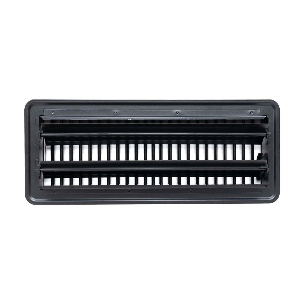 4"x12" Heavy Duty Steel Floor Register, Louvered Air Vent with Adjustable Damper | Black | Out. Dim.: 5-3/4"W X 13-3/4"H