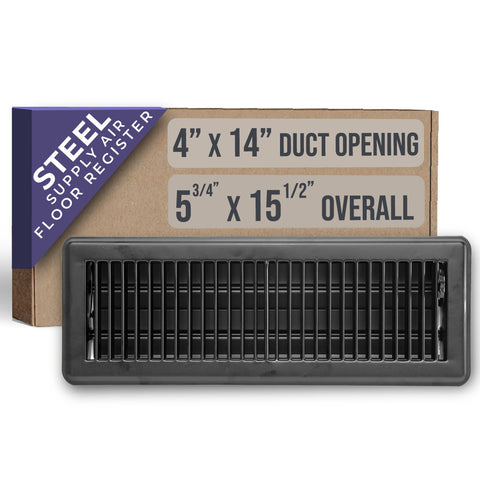 Handua HVAC Black Floor Register with Louvered Design | Heavy Duty Walkable Design with Damper| Multipack