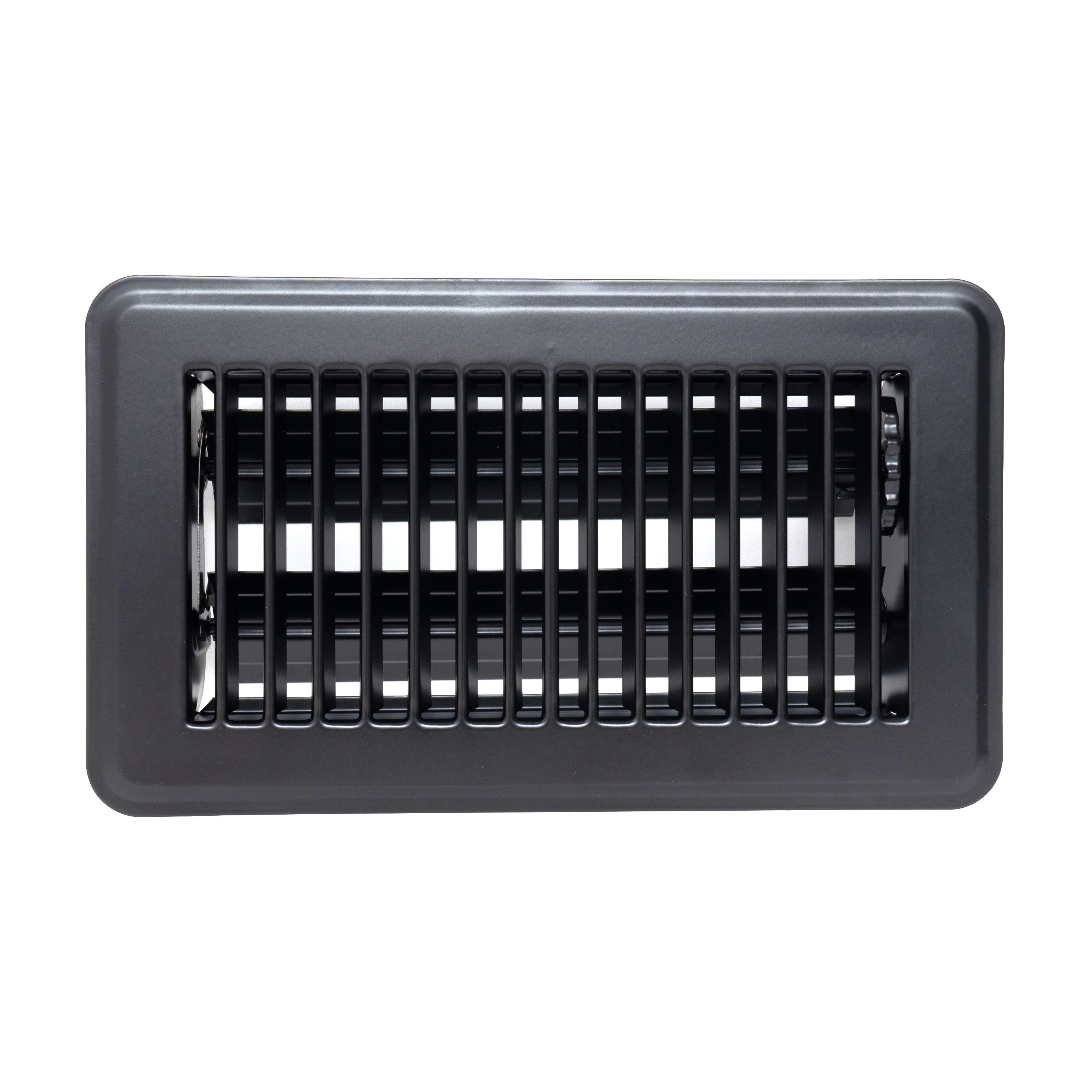 4 x 8-inch Black Steel floor supply register, front view