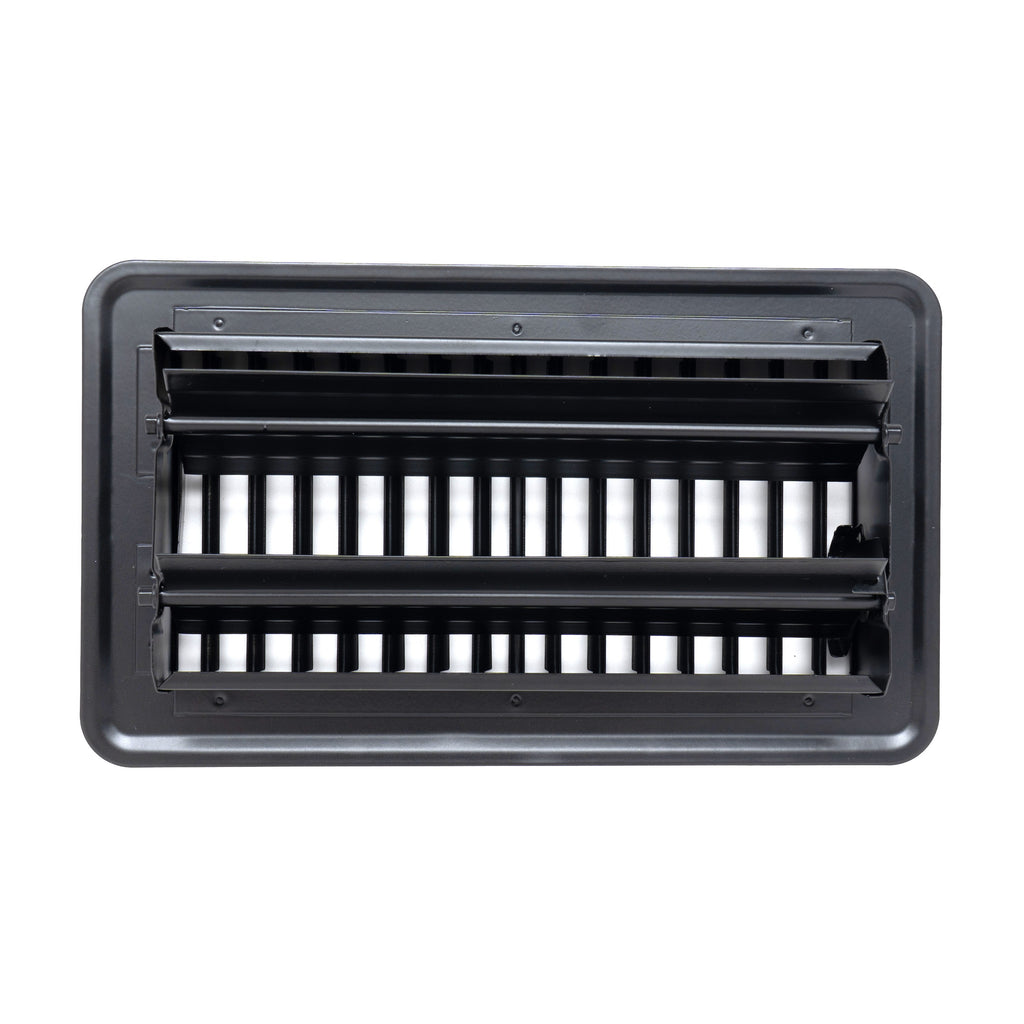 4"x8" Heavy Duty Steel Floor Register, Louvered Air Vent with Adjustable Damper | Black | Out. Dim.: 5-3/4"W X 9-3/4"H