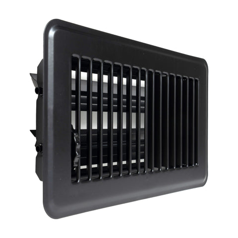 4"x8" Heavy Duty Steel Floor Register, Louvered Air Vent with Adjustable Damper | Black | Out. Dim.: 5-3/4"W X 9-3/4"H