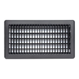 6"x12" Heavy Duty Steel Floor Register, Louvered Air Vent with Adjustable Damper | Black | Out. Dim.: 7-3/4"W X 13-3/4"H