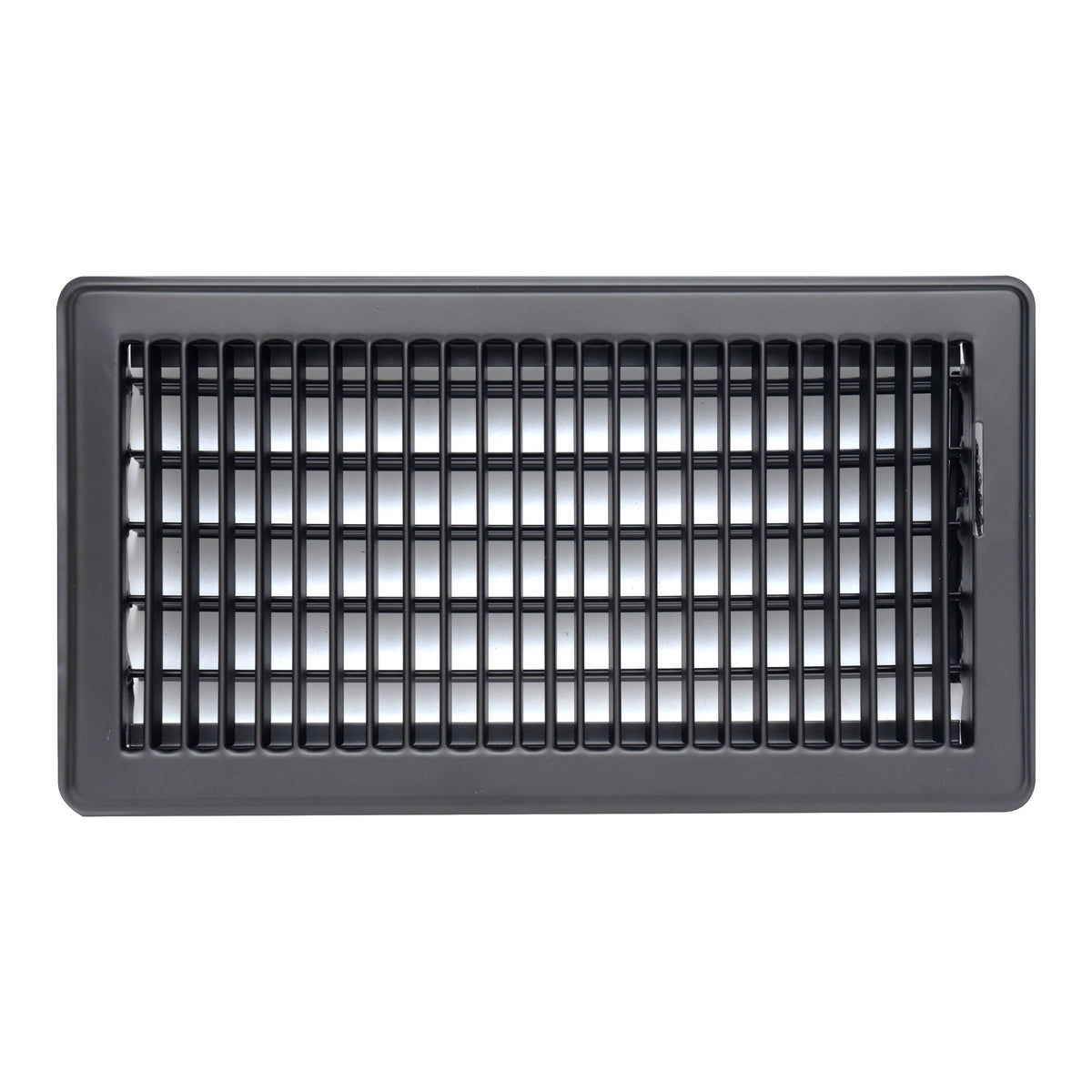 6"x12" Heavy Duty Steel Floor Register, Louvered Air Vent with Adjustable Damper | Black | Out. Dim.: 7-3/4"W X 13-3/4"H