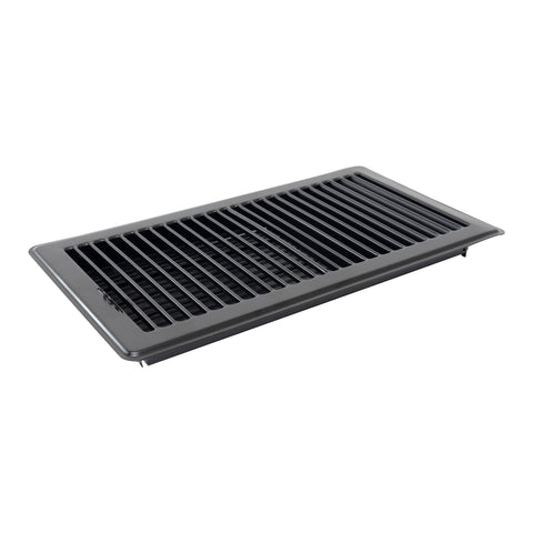 6"x12" Heavy Duty Steel Floor Register, Louvered Air Vent with Adjustable Damper | Black | Out. Dim.: 7-3/4"W X 13-3/4"H