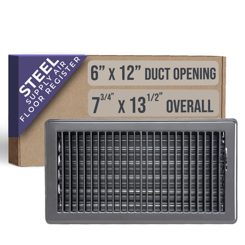 Handua HVAC Black Floor Register with Louvered Design | Heavy Duty Walkable Design with Damper| Multipack