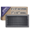 Handua HVAC Black Floor Register with Louvered Design | Heavy Duty Walkable Design with Damper| Multipack