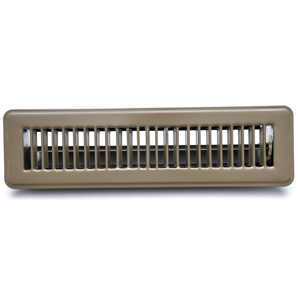 2"x12" Heavy Duty Steel Floor Register, Louvered Air Vent with Adjustable Damper | Brown | Out. Dim.: 13-1/2"W X 3-3/4"H