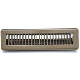 2"x12" Heavy Duty Steel Floor Register, Louvered Air Vent with Adjustable Damper | Brown | Out. Dim.: 13-1/2"W X 3-3/4"H