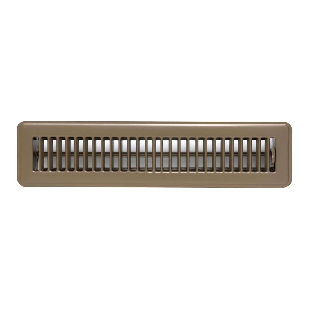 2"x14" Heavy Duty Steel Floor Register, Louvered Air Vent with Adjustable Damper | Brown | Out. Dim.: 15-1/2"W X 3-3/4"H