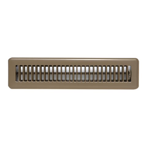 2"x14" Heavy Duty Steel Floor Register, Louvered Air Vent with Adjustable Damper | Brown | Out. Dim.: 15-1/2"W X 3-3/4"H
