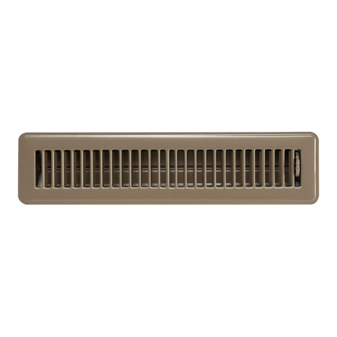 2" x 14" [Duct Opening] Floor Register with Louvered Design | Heavy Duty Walkable Design with Damper | Floor Vent Grille | Easy to Adjust Air Supply lever | Brown | Outer Dimensions: 3.75" X 15.5"