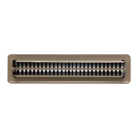 2" x 14" [Duct Opening] Floor Register with Louvered Design | Heavy Duty Walkable Design with Damper | Floor Vent Grille | Easy to Adjust Air Supply lever | Brown | Outer Dimensions: 3.75" X 15.5"