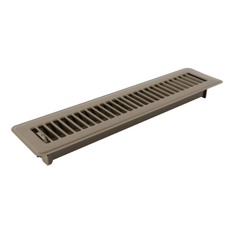 2" x 14" [Duct Opening] Floor Register with Louvered Design | Heavy Duty Walkable Design with Damper | Floor Vent Grille | Easy to Adjust Air Supply lever | Brown | Outer Dimensions: 3.75" X 15.5"