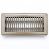 4"x10" Heavy Duty Steel Floor Register, Louvered Air Vent with Adjustable Damper | Brown | Out. Dim.: 11-1/2"W X 5-3/4"H