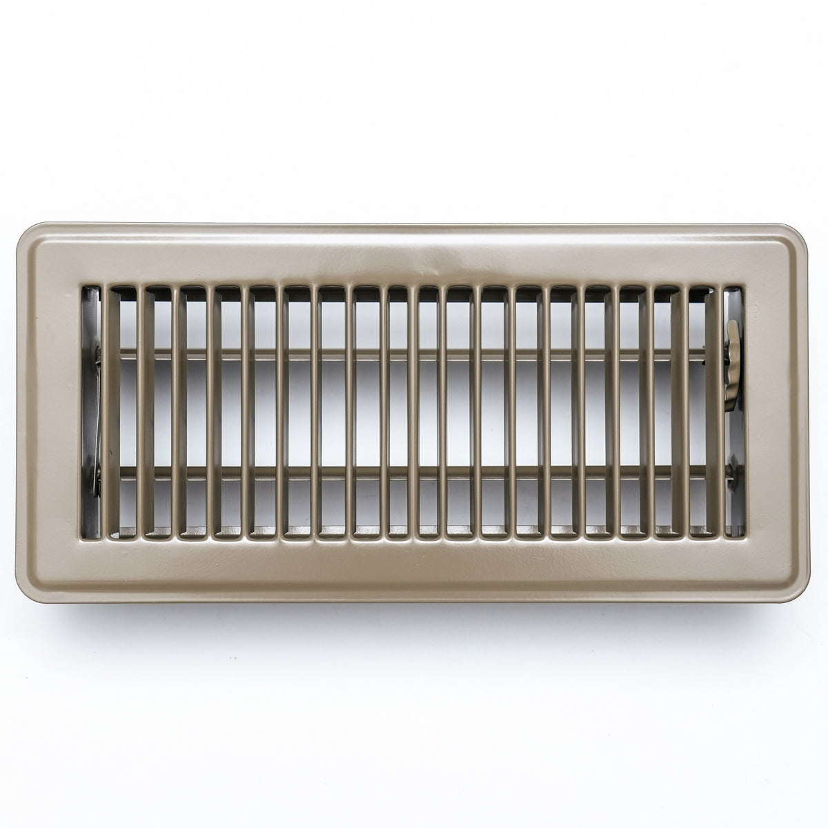 4"x10" Heavy Duty Steel Floor Register, Louvered Air Vent with Adjustable Damper | Brown | Out. Dim.: 11-1/2"W X 5-3/4"H