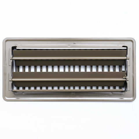 4"x10" Heavy Duty Steel Floor Register, Louvered Air Vent with Adjustable Damper | Brown | Out. Dim.: 11-1/2"W X 5-3/4"H