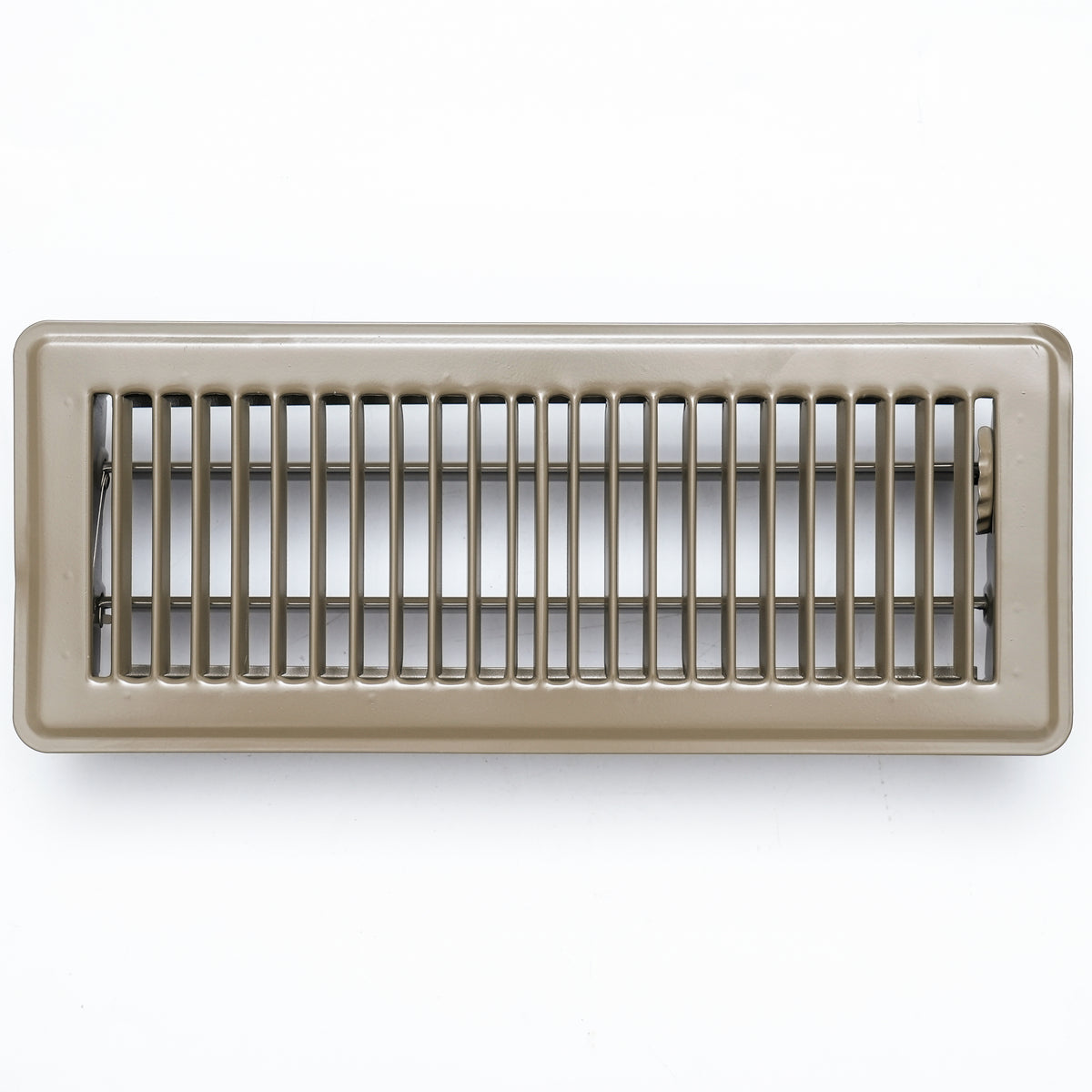 4"x12" Heavy Duty Steel Floor Register, Louvered Air Vent with Adjustable Damper | Brown | Out. Dim.: 13-1/2"W X 5-3/4"H